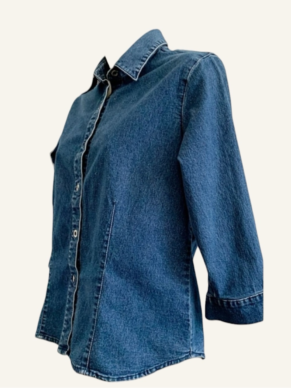 SONOMA Sz PM Stretch Blue Denim Button Down Shirt - Picture 4 of 7